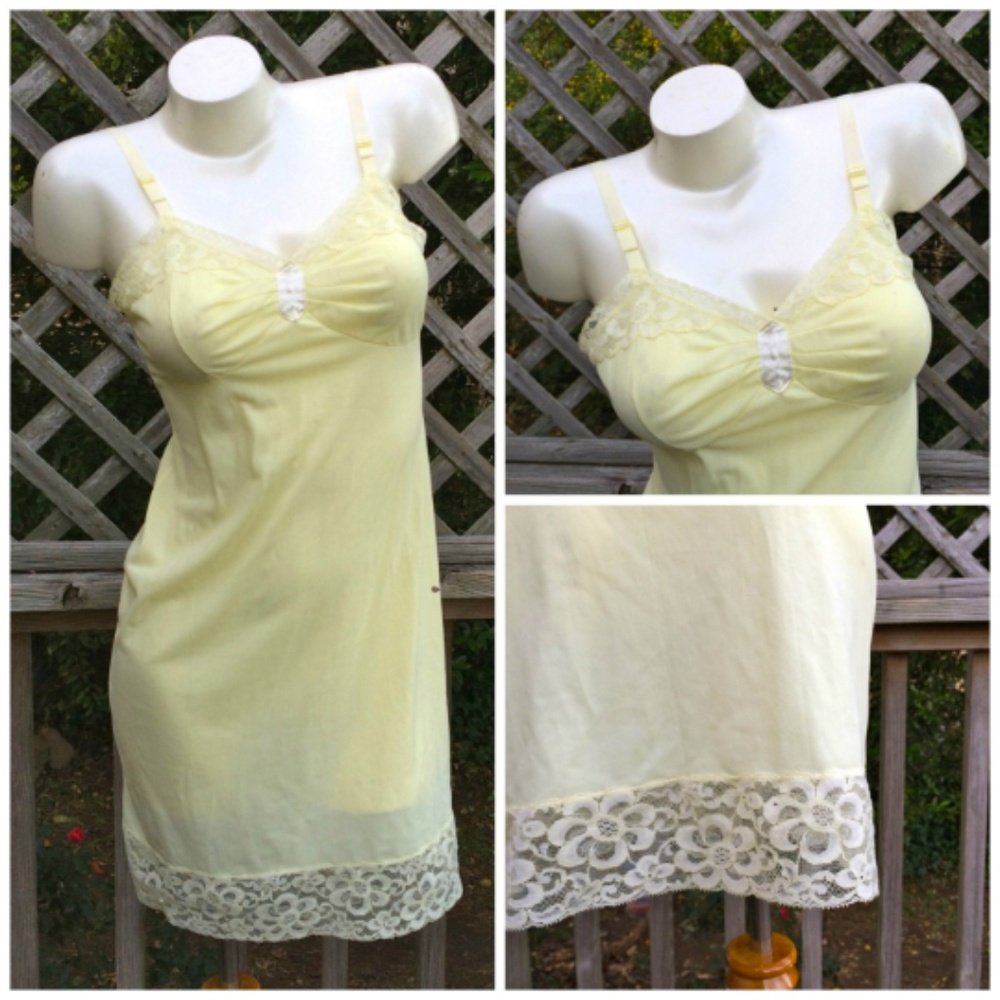 Vintage 60s Sans Souci Lemon Yellow Slip